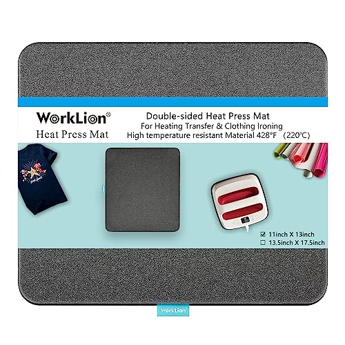 WORKLION Heat Press Mat 11"x13": Double-Sided Fireproof Materials Protective Resistant Mat for Cricut Easypress/Easypress 2 & HTV Craft Vinyl Ironing