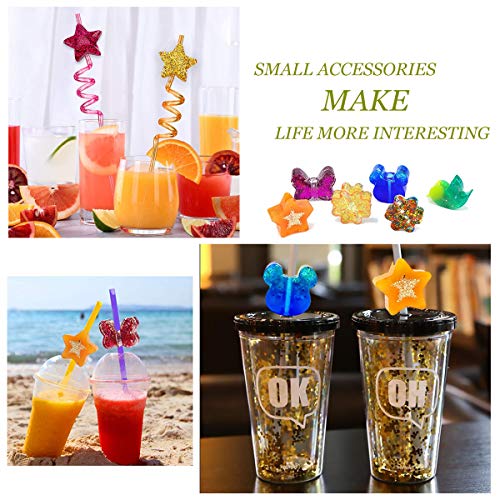 3PCS Straw Topper Mold Kits for Epoxy Resin Casting - Crown, Diamond, Heart, Flower Shapes for 8mm Straw Toppers in Silicone Crafts YOKSAS