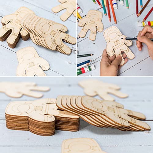 Astronaut Wood Craft Spaceman Unfinished Wood DIY Craft Ornament for Christmas Wedding Birthday Thanksgiving Party Space Theme Party Decoration - WoodArtSupply