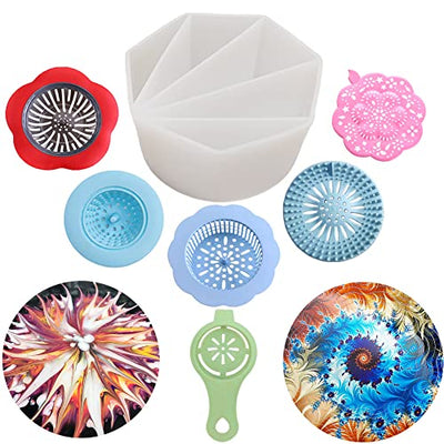 7Pcs Split Cup Flower Pour Cup Silicone Paint Cup Acrylic Pouring Strainers Set for Paint Pouring Capacity Mixing Cups for DIY Pouring Acrylic Paint
