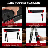 Goplus Saw Horses 2 Pack Folding, Heavy Duty Steel Sawhorse w/24”-32.5” Adjustable Height, 2x4 Supporting Arms, 2600LBS Capacity, Support Pegs, Goplus