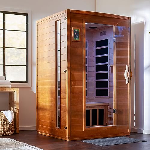 Dynamic Andora 2 Person Low EMF 6 Heating Panel Infrared Therapy Wood Dry Heat Sauna with Bluetooth, MP3 Aux Connection for Home Spa Days - Curbside DYNAMIC SAUNAS