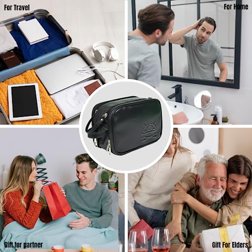 UBMPJ Personalized Toiletry Bag for Men Custom PU Leather Travel Shaving dopp Kit Laser Engraved Name/Initial Gift For Birthday, Fathers Day, UBMPJ