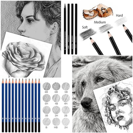 Vobou 72pcs Art Supplies Set, Colored Drawing Pencils Art Kit- Sketching, Graphite Pencils With Portable Case, Ideal School Art Supplies for Artists Vobou