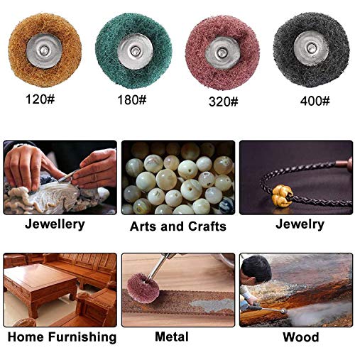 40 Pieces Abrasive Wheels Buffing Polishing Wheel, Non Woven Abrasive Drill Buffing Attachment Set1" (25mm) Abrasive Buffing Polishing Wheels Set