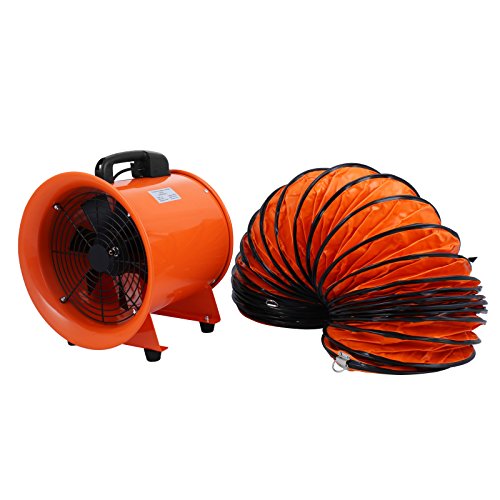 OrangeA Utility Blower Fan, 12 Inches, 520W 2295 CFM High Velocity Ventilator w/ 16 ft/5 m Duct Hose, Portable Ventilation Fan, Fume Extractor for - WoodArtSupply