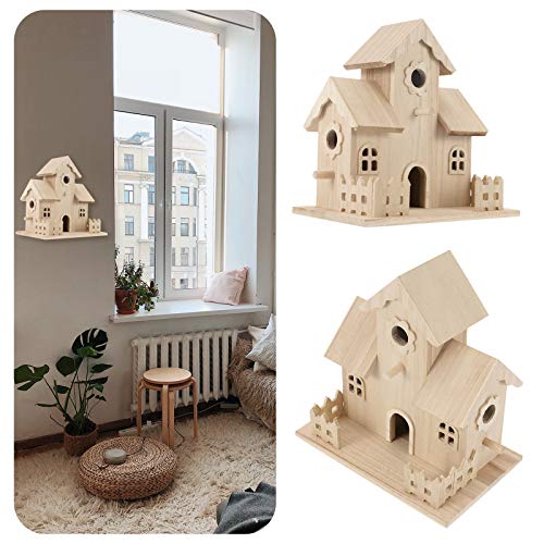 Balacoo Wooden Bird House Bird Nest Unfinished Unpainted Wood Birdhouse Hanging Sleeping Nest Indoor Outdoor Bird House Garden Bird Bed for Squirrel balacoo