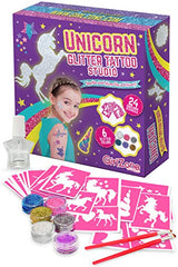 GirlZone Unicorn Glitter Tattoo Studio, Easy To Use and Skin-Safe Kids Temporary Sparkle Tattoos for Creative Playtime, Fun Party Crafts for Kids GirlZone