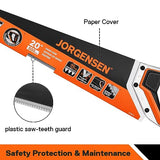 JORGENSEN 20 Inch Black Coated Pro Hand Saw, 11 TPI Fine-Cut Ergonomic Non-Slip Aluminum Ultrasonic Welding Handle for Sawing, Trimming, Gardening, Jorgensen