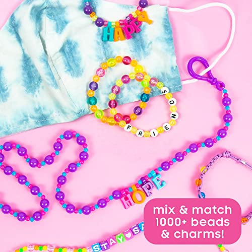 Just My Style ABC Beads by Horizon Group Usa, 1000+ Charms & Beads, Alphabet Charms, Accent Seed Star Wax Beading Cord, Satin Cord Key Ring Included,