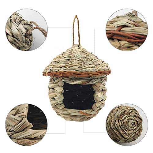 3 Pack Hummingbird House, Hand Woven Bird Nest for Outdoors Hanging, Small Grass Bird Houses for Outside, Natural Fiber Bird Hut Roosting Pocket for Eeaivnm