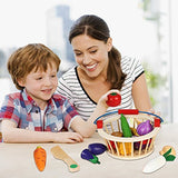 Victostar Magnetic Wooden Cutting Fruits Vegetables Food Play Toy Set with Basket for Kids (Vegetables) Victostar