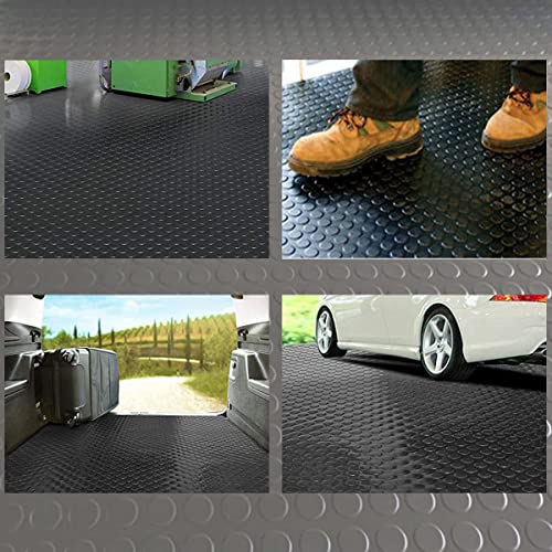 Baoz Garage Floor Rubber Mat 16.4x3.3ft Anti-Slip Rubber Floor Protector Mat Heavy Duty Coin-Grip Rubber Flooring Rolls Parking Mats for Industry Baoz