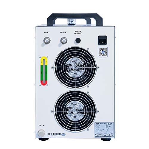 ZAC 7L S&A Industrial Water Chiller CW-5200DH Laser Chiller for CO2 Engraver Cutter Engraving Cutting CNC Spindle Water Cooling, Cools 5699BTU/H ZAC