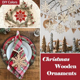 16pcs Large Christmas Wooden Snowflakes Hanging Ornaments DIY Craft Snowflake Wooden Ornaments Cutouts Unfinished Wood Cutout Christmas Decorations MFLUEEWR