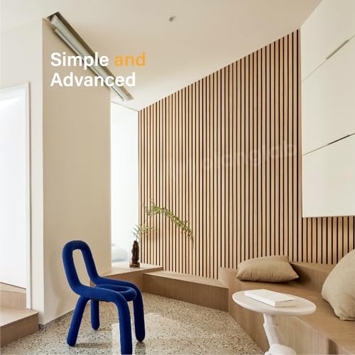 Olanglab Wood Slat Wall Panels, 2 Pack Wood Slats for Wall, 94.48"x 12.59"x 0.82" Each, 3D Wall Panels for Interior Wall Decor, (Warm Oak) Olanglab