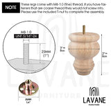 La Vane 3 inch / 8cm Unfinished Wooden Furniture Legs, 4PCS Soild Wood Turned Spindle Replacement Bun Feet with Pre-Drilled M8 Inch Bolt & Mounting La Vane