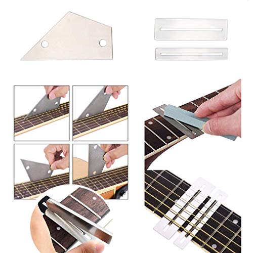 TIMESETL Guitar Repairing Maintenance Tools Kit String Organizer String Action Ruler Gauge Measuring Tool Hex Wrench Set Files Fingerboard Guard - WoodArtSupply