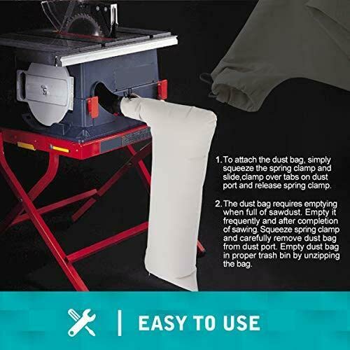 Table Saw Dust Collector Bag (10" Tablesaws with 2.5" Dust Port) Fits Bosch/Dewalt/Makita/Ryobi/Craftsman/Porter XHBAN