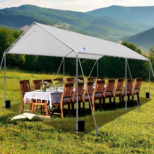 SAILARY Outdoor Heavy Duty Carport 10 X 20 Ft Heavy Duty Carport Car Canopy Portable Garage Tent Boat Shelter with Three Reinforced Steel Cables - SAILARY