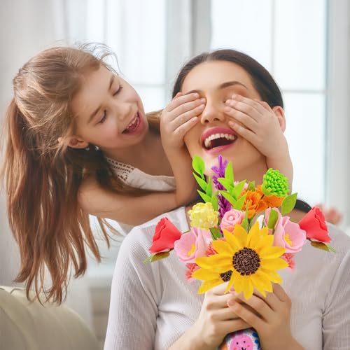 FTBox Crafts Kit for Girls Ages 6-12, Felt Flowers Bouquet and Paint Vase Art Craft Project for Girls, DIY Activity Christmas Birthday Gift for Girls FTBox