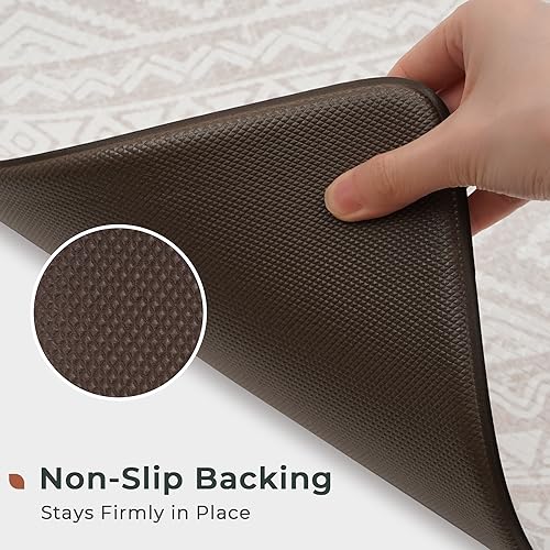 FRESHMINT Anti Fatigue Kitchen Mats for Floor 2 Piece Set, Waterproof & Non-Skid Boho Kitchen Rugs, Cushioned Kitchen Mat for Standing Washable FRESHMINT