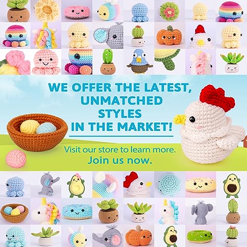 Crochetta Crochet Kit for Beginners, Crochet Starter Kit with Step-by-Step Video Tutorials, Crochet DIY Knitting Supplies for Adults Kids, Cute Hen Crochetta