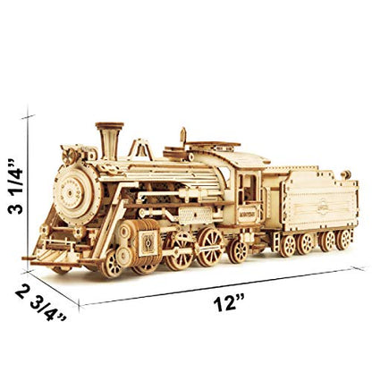 Locomotive Prime Steam Express Wooden 3D Puzzle - Model Building Kit for Adult Hobby and STEM Project for Teenagers at Home