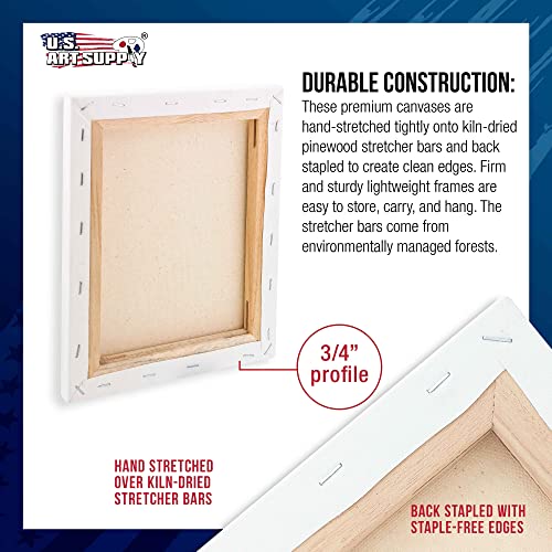 U.S. Art Supply 10 x 10 inch Stretched Canvas 12-Ounce Triple Primed, 6-Pack - Professional Artist Quality White Blank 3/4" Profile, 100% Cotton, U.S. Art Supply