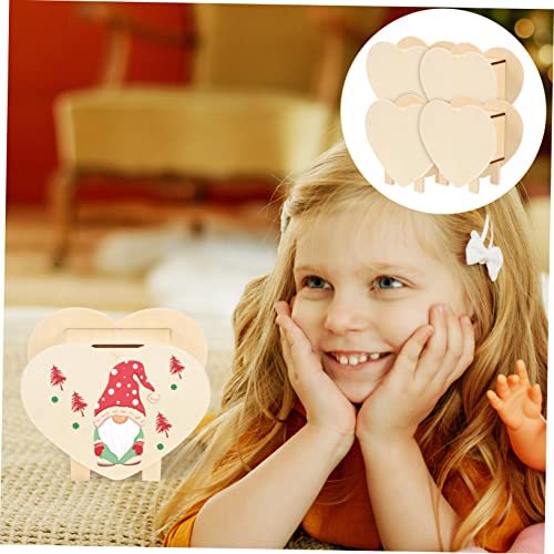 Abaodam 4pcs DIY Piggy Bank Unfinished Wood Toys to Paint Change Holder Case Coin Storage Jar Large Piggy Bank Wooden Money Bank Heart Shaped Piggy Abaodam