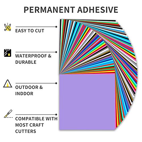 iImagine Vinyl Permanent Vinyl, 72 Pack Permanent Adhesive Vinyl Sheets (12”x 12”) for Silhouette Cameo and Any Craft Machine Cutters iImagine Vinyl
