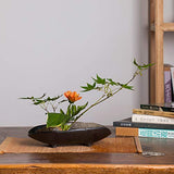 WANDIC Flower Arranging Supplies, Boat Shaped Ceramic Ikebana vases with 4cm Round Flower Frog for Ikebana Floral Arrangement Art Home Decoration, WANDIC