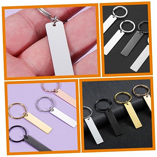 Tofficu 10pcs Glossy Strip Hangtag Keychains Key Rings Key Chains Tabs Engravable Stamping Pendants Diy Key Tags Key Chain Blank Unfinished Keychain Tofficu