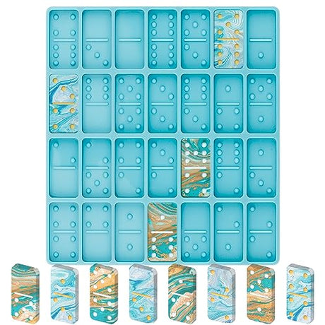 Domino Resin Molds, Domino Molds for Resin Casting, Professional Dominos Molds for Epoxy Resin, Domino Molds Set 28 Cavities, Sturdy Silicone Molds Diueoly