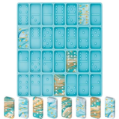 Domino Resin Molds, Domino Molds for Resin Casting, Professional Dominos Molds for Epoxy Resin, Domino Molds Set 28 Cavities, Sturdy Silicone Molds