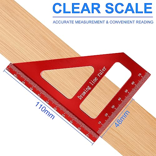 3D Multi-Angle Measuring Ruler, 45/90 Degree Woodworking Square Protractor Aluminum Alloy, Miter Triangle Ruler, Layout Measuring Tool for Engineer Tzgsonp