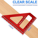 Woodworking Square Protractor, 3D Multi-Angle Measuring Ruler, 45/90° Aluminum Alloy Woodworking Ruler,Miter Triangle Ruler,Precise Protractor Angle KOUISYY