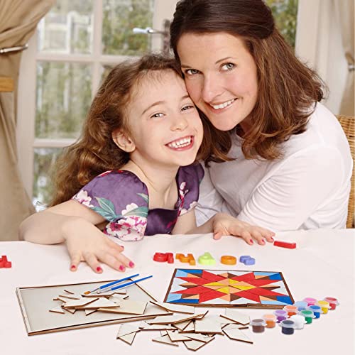 WEBEEDY DIY Barn Quilt Painting Kit Unfinished Wood Barn Quilt Kit Barn Quilt Square Wooden Sign Abstract Geometric Wood Panels Modern Art Bohemian WEBEEDY