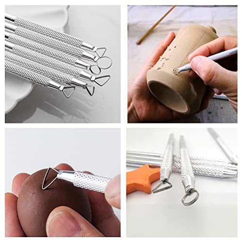 14PCS Ceramic Pottery Clay Ribbon Sculpting Tool Kit with Feather Wire Texture and Needle Detail Tools for Carving,Modeling,by Augernis - WoodArtSupply