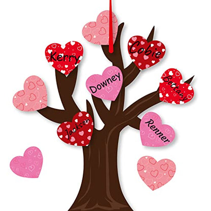 Haooryx 24 Pack Tree of Hearts Valentine Craft Kit Make Your Own Valentine Tree Hanging Ornaments DIY Valentine's Day Craft Kit Kids Classroom - WoodArtSupply