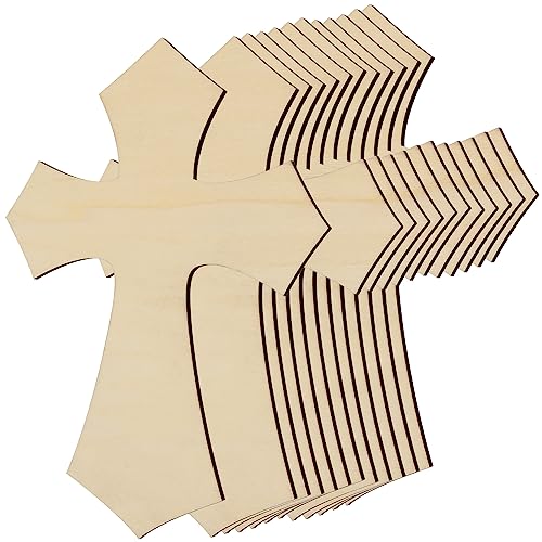 KEILEOHO 12 PCS Unfinished Wooden Cross, Cross Wood Cutouts, Wooden Crosses for Crafts, Halloween and Christmas Decorations, 3/16 x 11.8 x 8.8 Inch