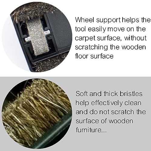 For Carpet & Hard Floors Vacuum Brush Attachment with Horse Hair Bristles and Wheels Using On Any Surface without Scratches - Hardwood Floor GHAMADE