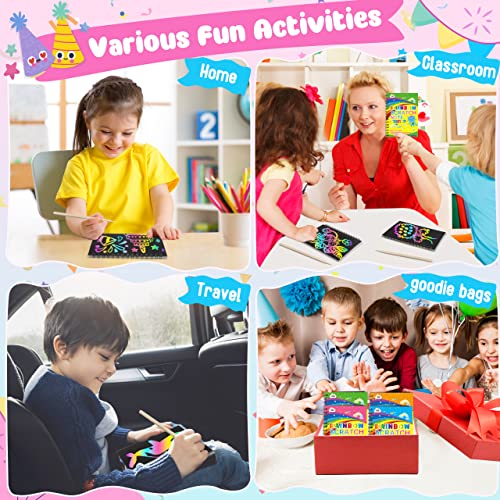 ZMLM Scratch Art Party Favors: 4 Pack Rainbow Scratch Paper Art Set for Kids 3-12 Years Old Art and Craft Notebook Girl Boy Birthday Gift Goodie Bag ZMLM