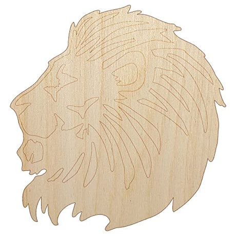 Regal Maned Lion Head Side Profile Unfinished Wood Shape Piece Cutout for DIY Craft Projects - 1/4 Inch Thick - 6.25 Inch Size Sniggle Sloth