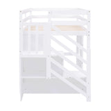 Harper & Bright Designs Twin Low Loft Bed with Storage Staircase and Window - White Wooden Frame for Kids Harper & Bright Designs