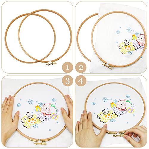 2 Pack 4'' Embroidery Hoop, Guofa Beech Wood Cross Stitch Hoops, Hanging Embroidery Frame Hoop for Decoration - WoodArtSupply