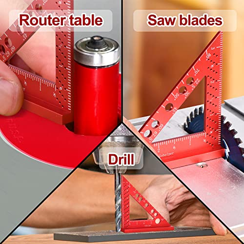 Small Square Tool with 0.7mm Mechanical Pencil Fixed Miter Angle Pin 90 Degree Mini Carpenter Square Precision Woodworking Machinist Measuring Square Gohelper