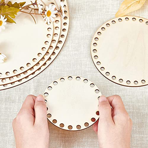 FOMIYES Woven Baskets DIY Kits 5pcs Wooden Basket Bottoms Round Circle Blank Crochet Knitting Basket Wood Base Shaper 20CM for Crafts DIY Baskets FOMIYES
