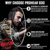 PROHEAR 030 Bluetooth 5.4 Electronic Shooting Ear Protection Earmuffs, Noise Reduction Sound Amplification Hearing Protector for Gun Range and PROHEAR