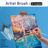 Falling in Art Paint Brushes Set, 12 PCS Nylon Professional Angled Paint Brushes for Watercolor, Oil Painting, Acrylic, Face Body Nail Art, Crafts, Falling in Art